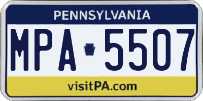 PA license plate MPA5507
