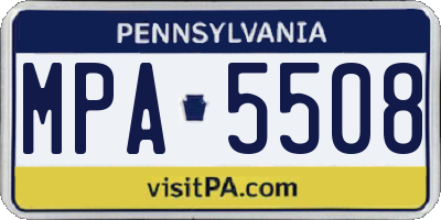 PA license plate MPA5508