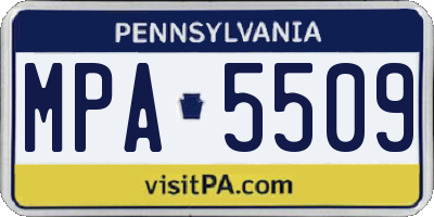 PA license plate MPA5509