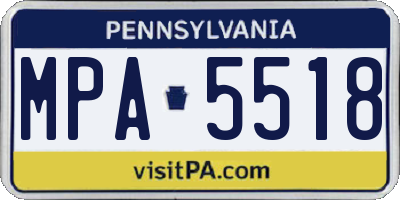 PA license plate MPA5518
