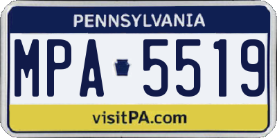 PA license plate MPA5519