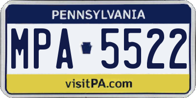 PA license plate MPA5522