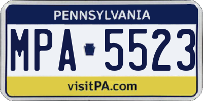 PA license plate MPA5523