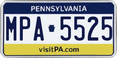 PA license plate MPA5525