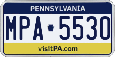 PA license plate MPA5530