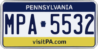 PA license plate MPA5532