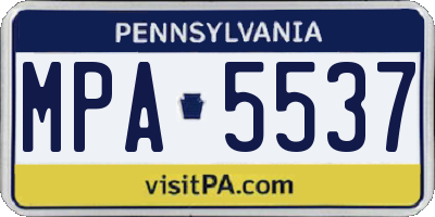 PA license plate MPA5537