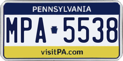 PA license plate MPA5538