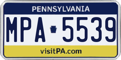 PA license plate MPA5539