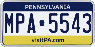 PA license plate MPA5543