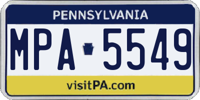 PA license plate MPA5549