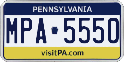 PA license plate MPA5550