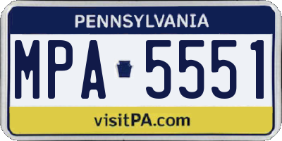 PA license plate MPA5551