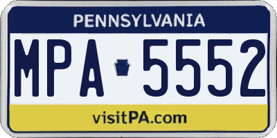 PA license plate MPA5552