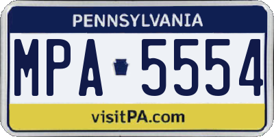 PA license plate MPA5554