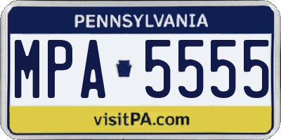 PA license plate MPA5555