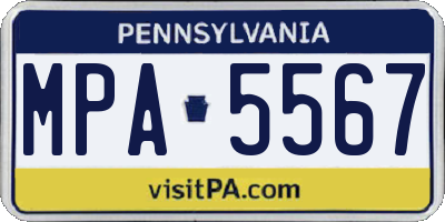 PA license plate MPA5567