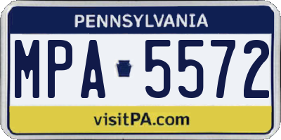 PA license plate MPA5572