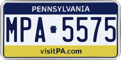 PA license plate MPA5575