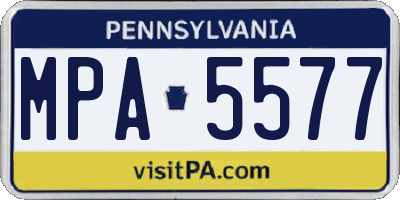 PA license plate MPA5577