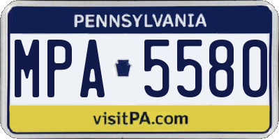 PA license plate MPA5580