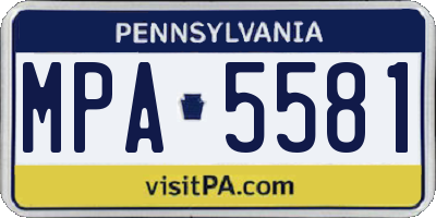PA license plate MPA5581
