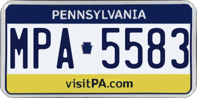 PA license plate MPA5583