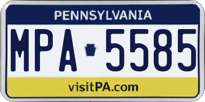 PA license plate MPA5585