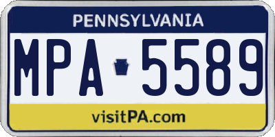 PA license plate MPA5589
