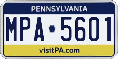 PA license plate MPA5601