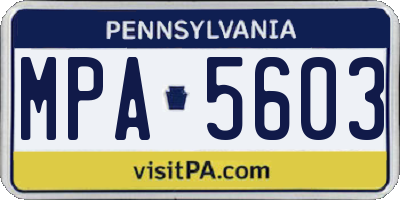 PA license plate MPA5603