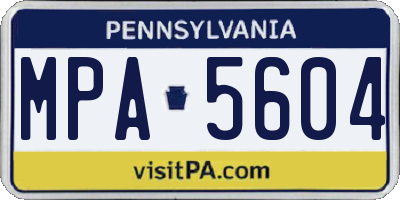 PA license plate MPA5604