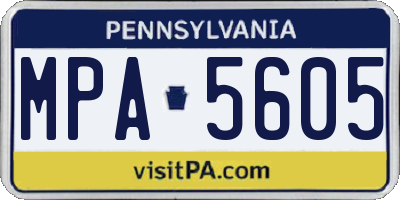 PA license plate MPA5605