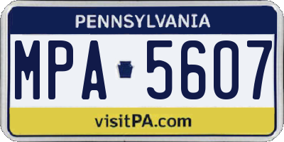 PA license plate MPA5607