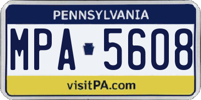 PA license plate MPA5608