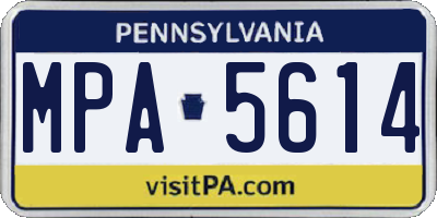 PA license plate MPA5614