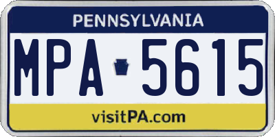 PA license plate MPA5615