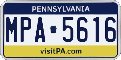 PA license plate MPA5616