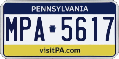 PA license plate MPA5617