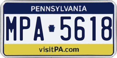PA license plate MPA5618