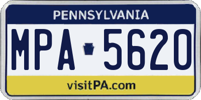 PA license plate MPA5620