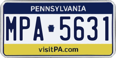 PA license plate MPA5631