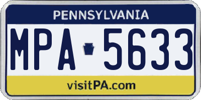 PA license plate MPA5633