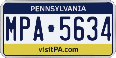 PA license plate MPA5634