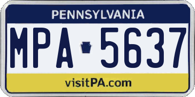 PA license plate MPA5637