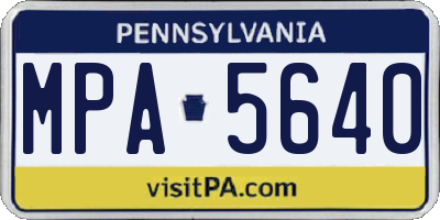 PA license plate MPA5640