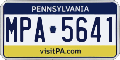 PA license plate MPA5641