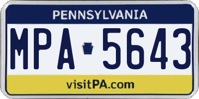 PA license plate MPA5643