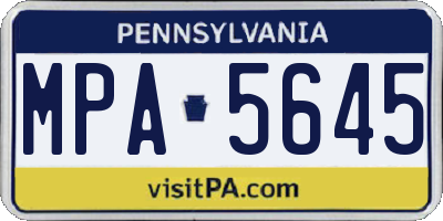 PA license plate MPA5645