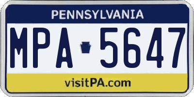 PA license plate MPA5647